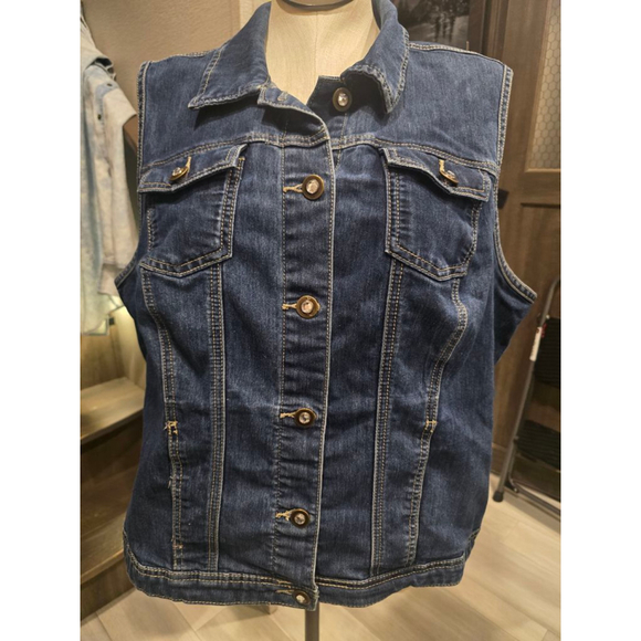 CJ Banks Jackets & Blazers - Women's CJ Banks Blue Denim Vest Plus Size 1X